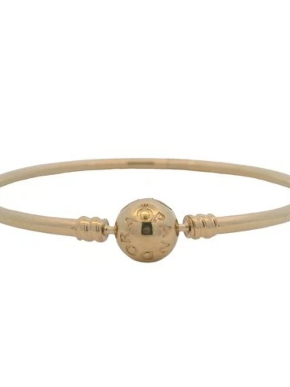 Pandora Moments Solid 14k Yellow Gold Classic Charm 7" Bangle Bracelet